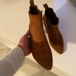Brown suede booties
